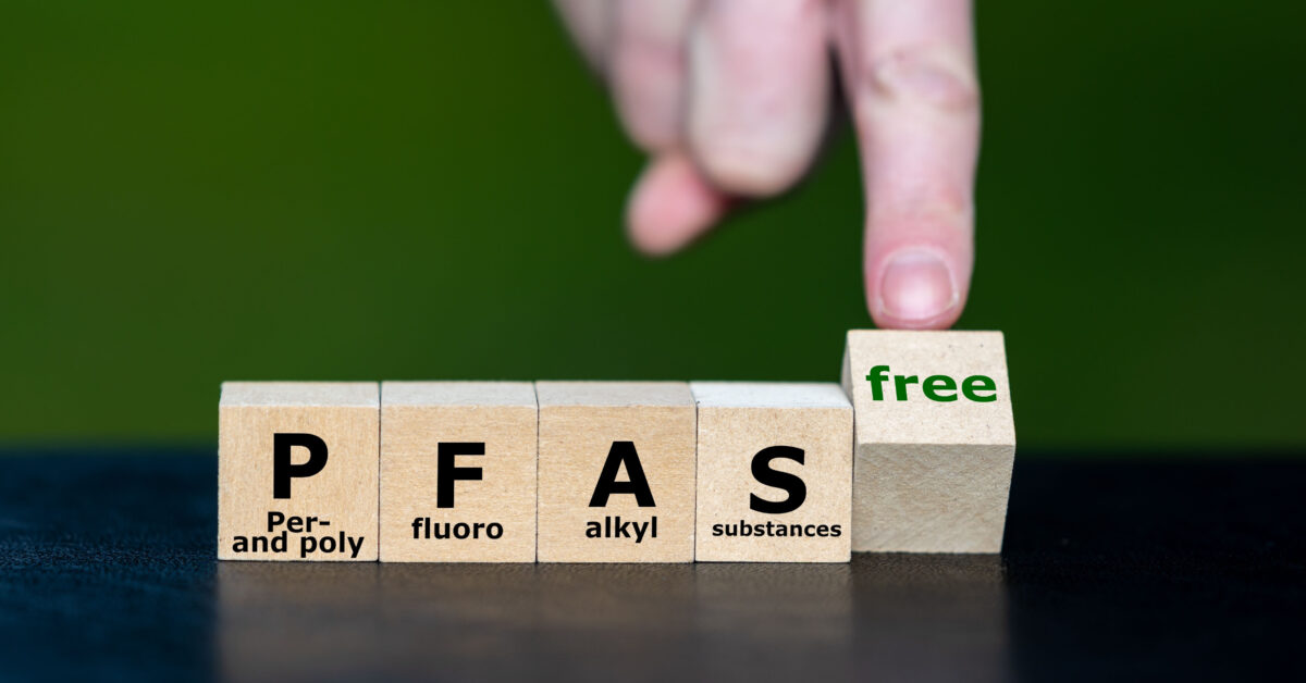 Photo of blocks showing PFAS Free